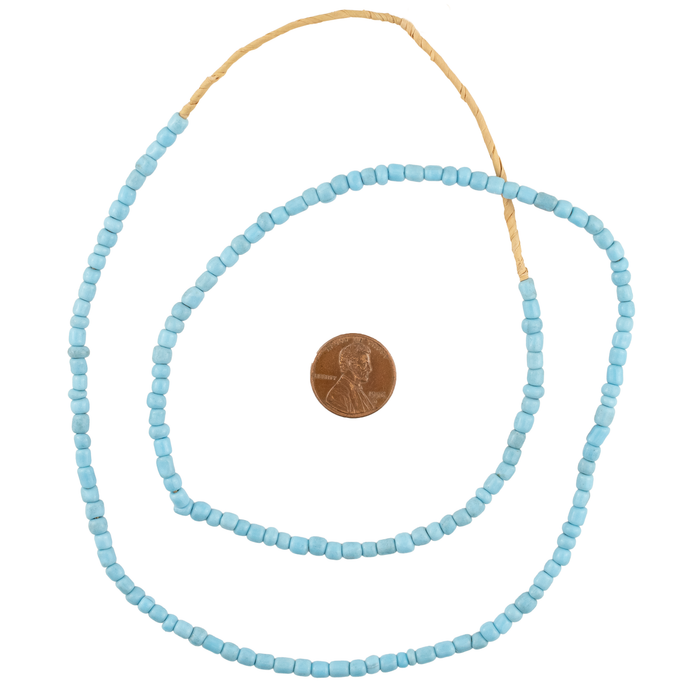 Turquoise Blue Ghana Glass Beads (2 Strands)
