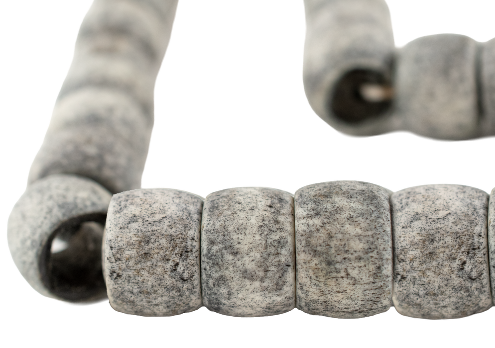 Rustic Grey Cylindrical Bone Beads (18mm)