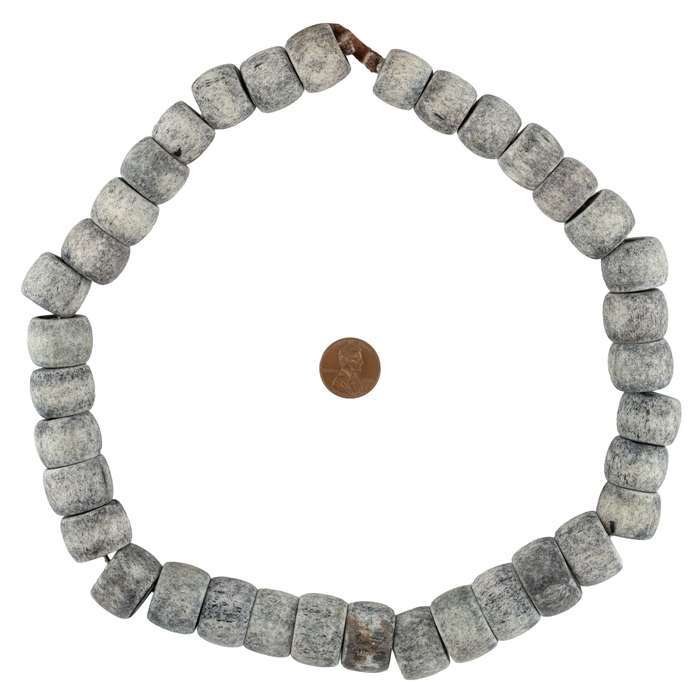 Rustic Grey Cylindrical Bone Beads (18mm)