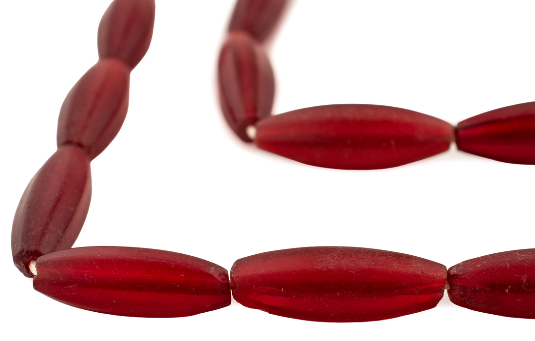 Red Transluscent Bohemian Fulani Glass Beads (Matte)