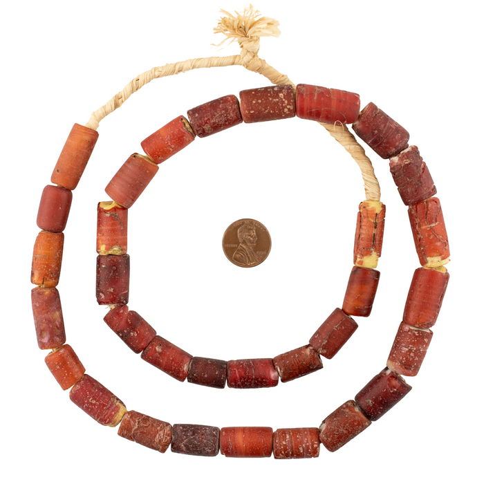 Antique Cornaline D'Aleppo White Heart Venetian Trade Beads #17224