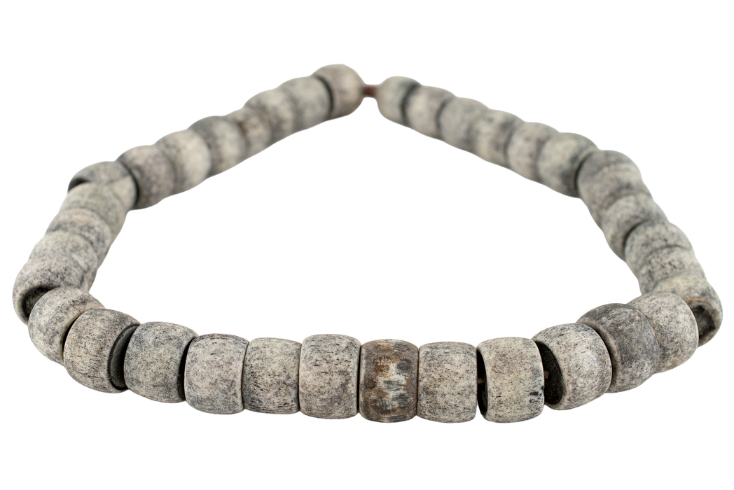 Rustic Grey Cylindrical Bone Beads (18mm)