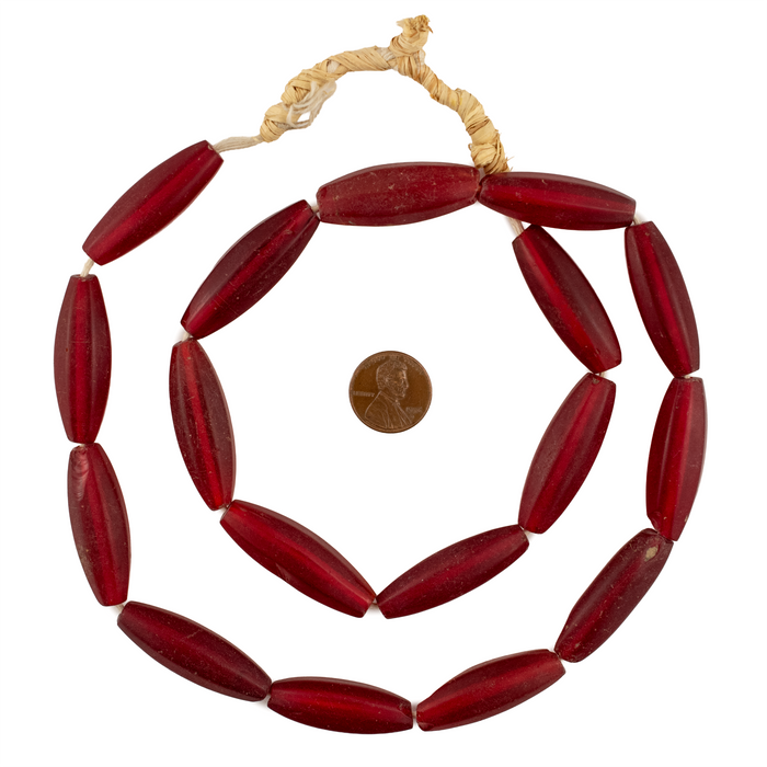 Red Transluscent Bohemian Fulani Glass Beads (Matte)
