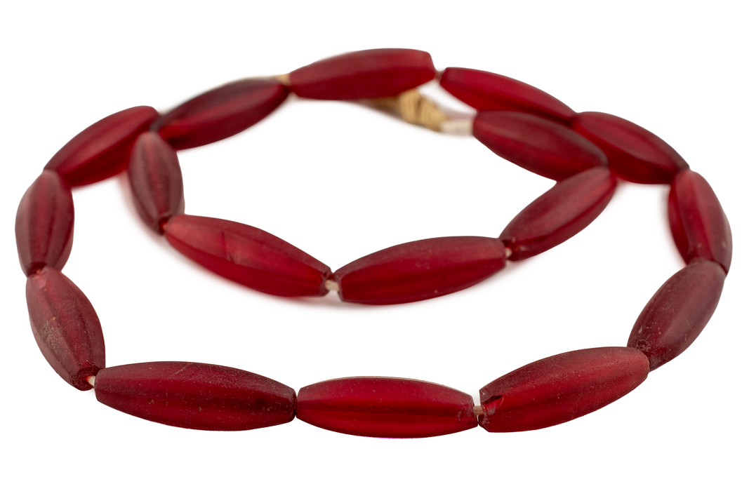 Red Transluscent Bohemian Fulani Glass Beads (Matte)