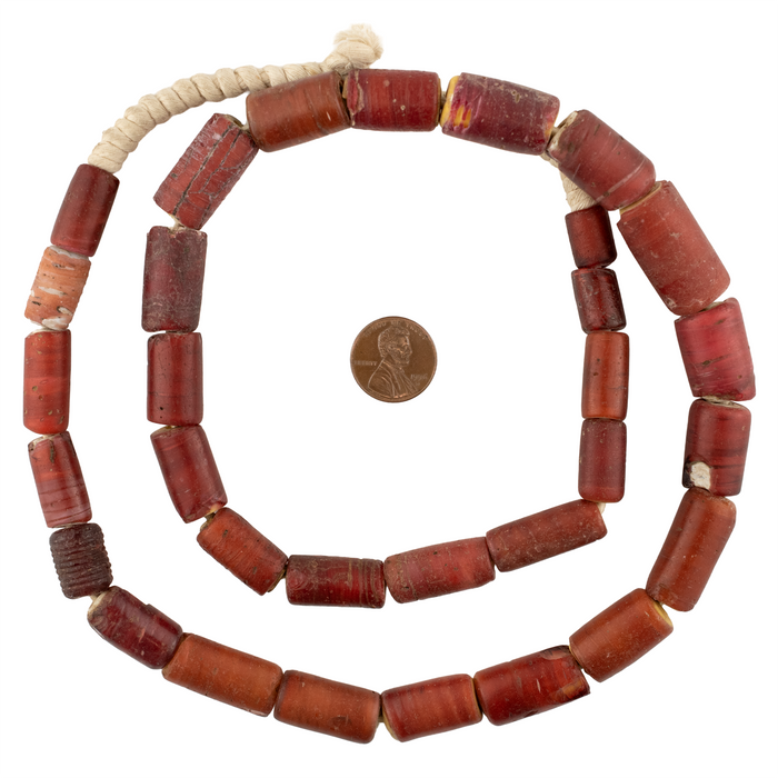 Antique Cornaline D'Aleppo White Heart Venetian Trade Beads #17225