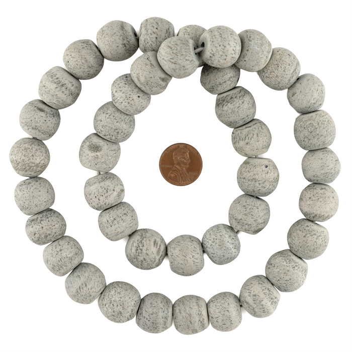 Round Grey Bone Beads (18mm)