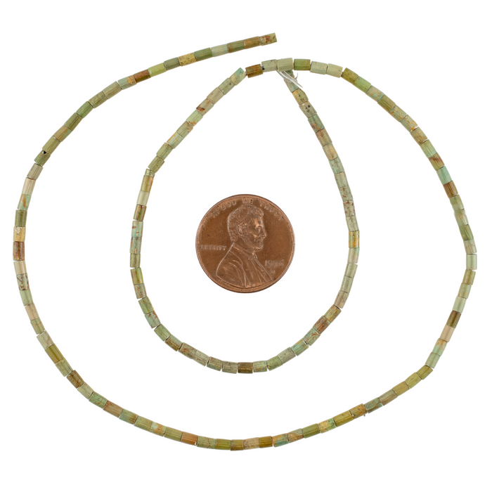 Green Cylindrical Heishi Turquoise Beads (3x2.5mm)