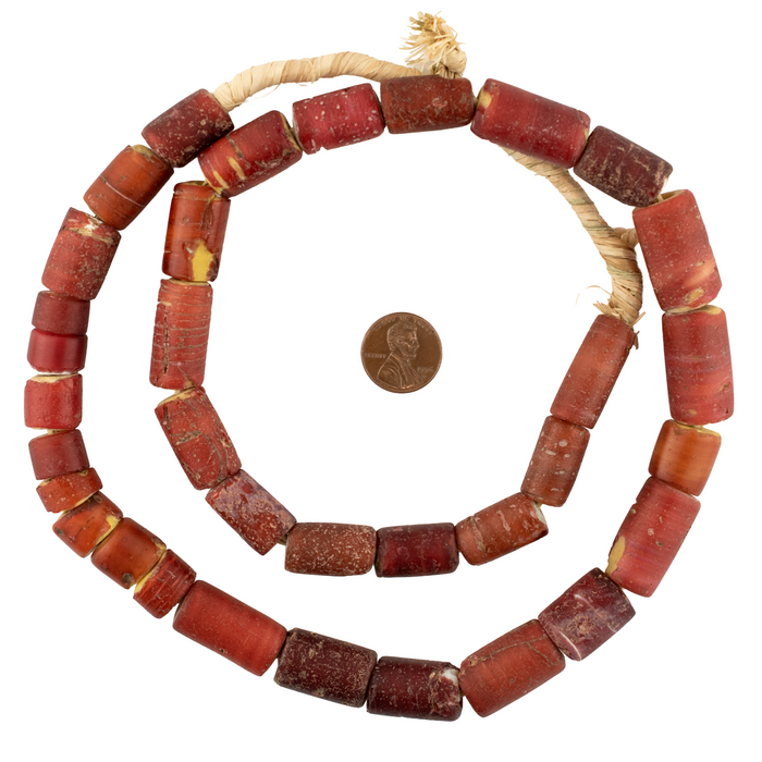 Antique Cornaline D'Aleppo White Heart Venetian Trade Beads #17226