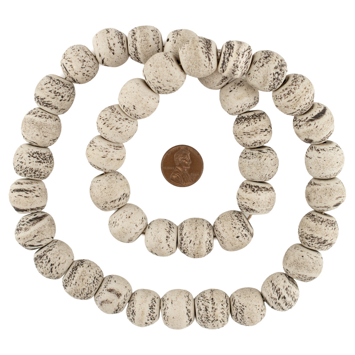 Round Speckled Bone Beads (18mm)