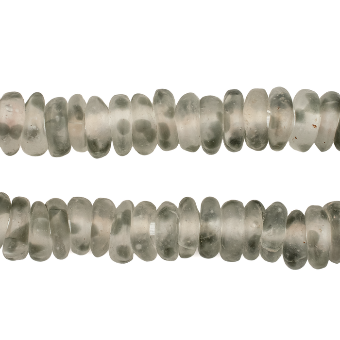 Grey Mist Rondelle Recycled Glass Beads