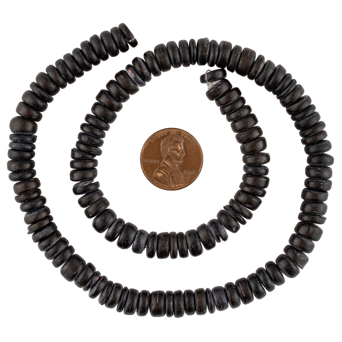 Extra Dark Purple Disk Coconut Shell Beads (8mm)