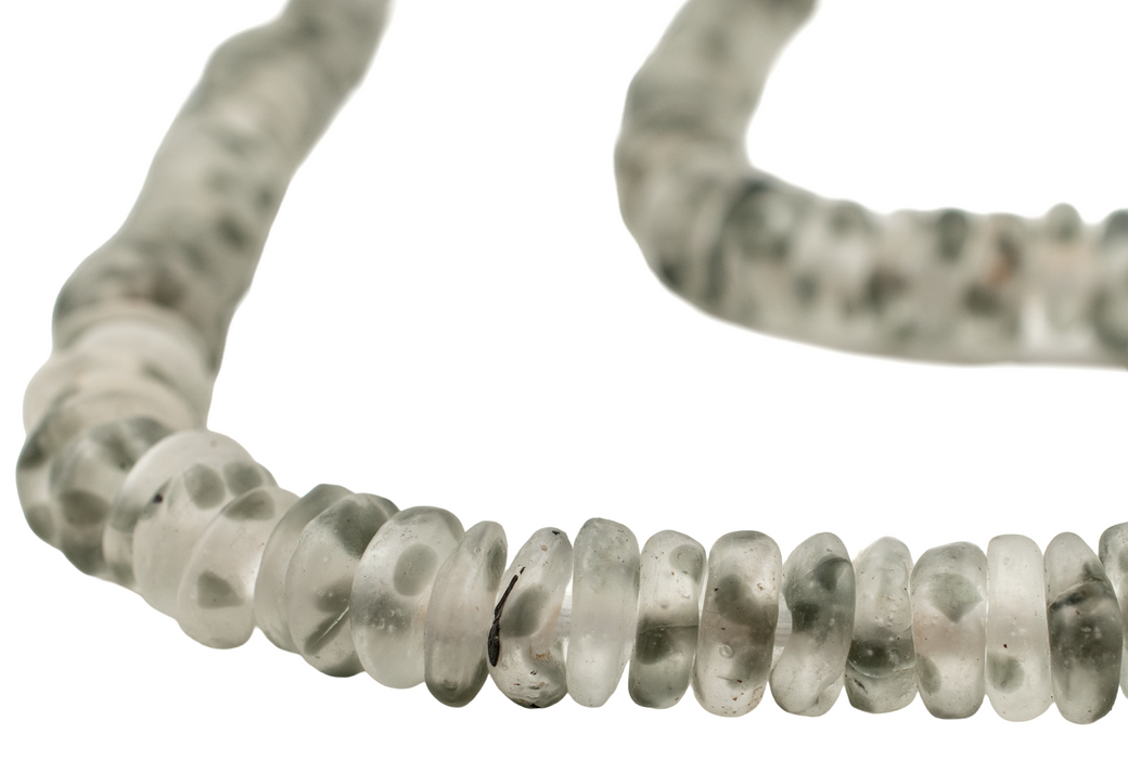 Grey Mist Rondelle Recycled Glass Beads