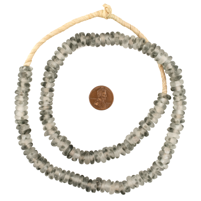 Grey Mist Rondelle Recycled Glass Beads