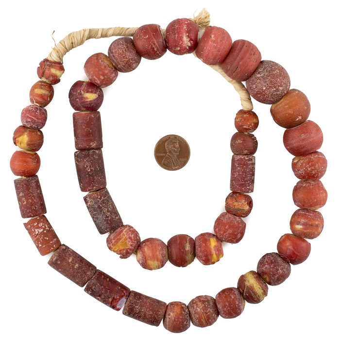 Antique Cornaline D'Aleppo White Heart Venetian Trade Beads #17227