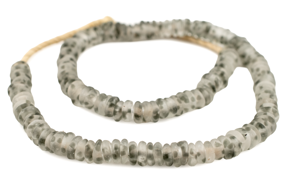 Grey Mist Rondelle Recycled Glass Beads