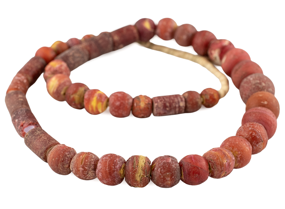 Antique Cornaline D'Aleppo White Heart Venetian Trade Beads #17227