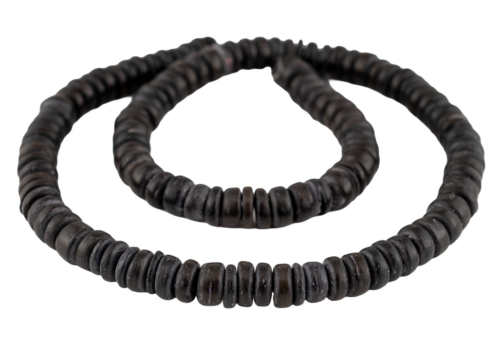 Extra Dark Purple Disk Coconut Shell Beads (8mm)