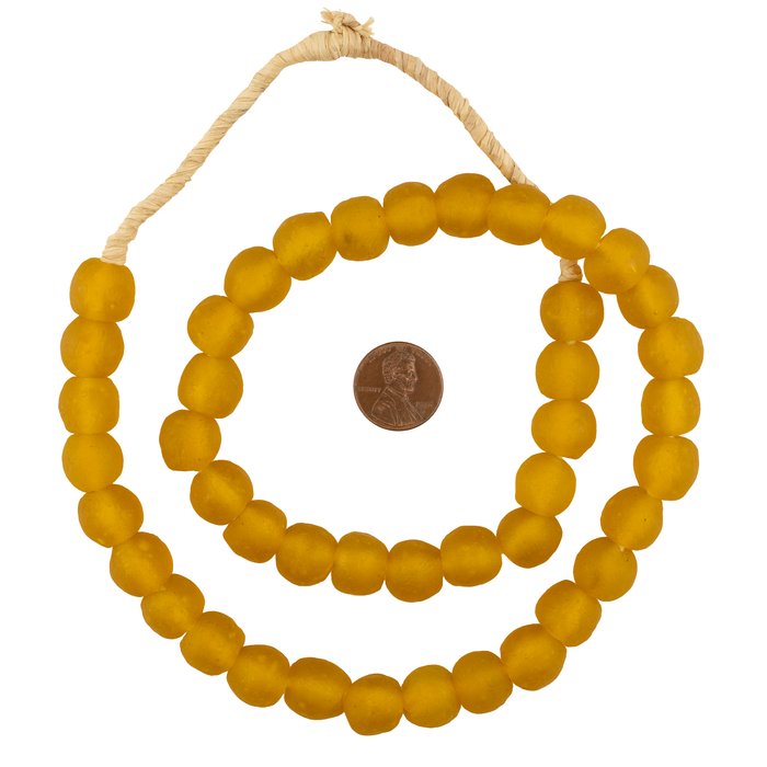Yellow Recycled Glass Beads (14mm)