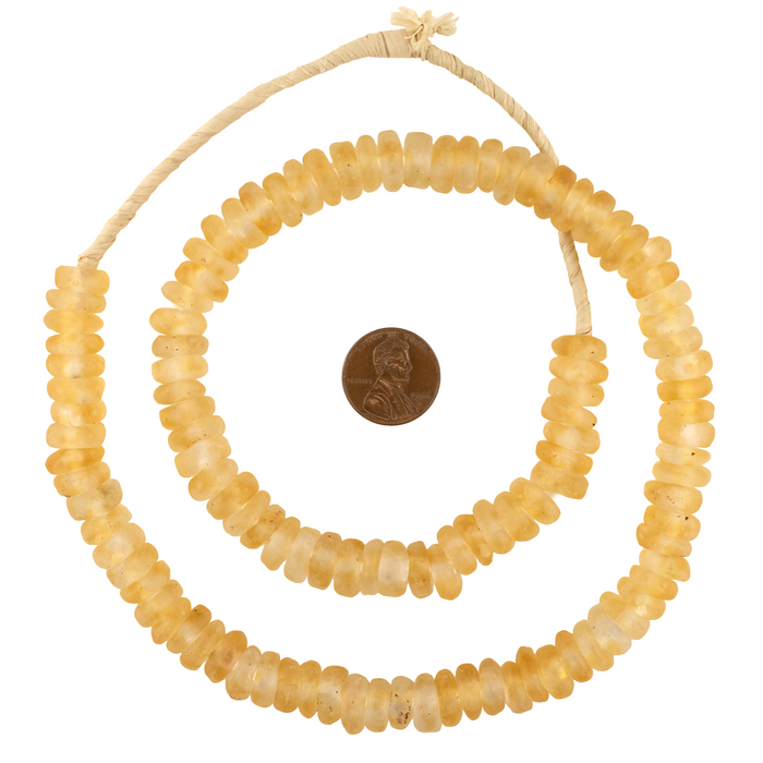 Beeswax Color Rondelle Recycled Glass Beads
