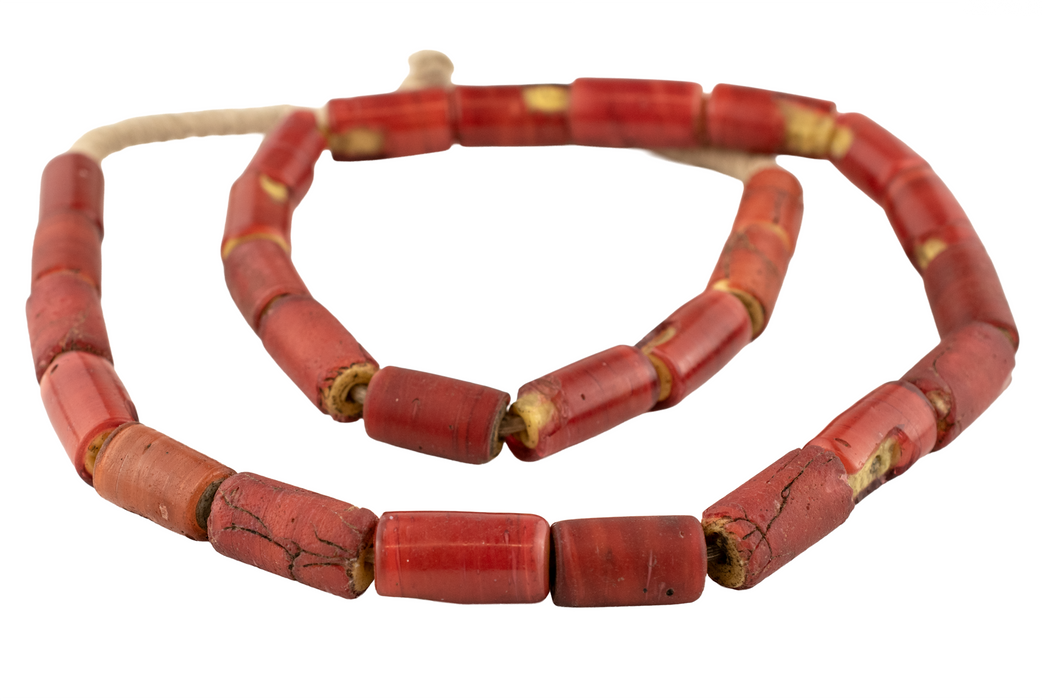 Antique Cornaline D'Aleppo White Heart Venetian Trade Beads #17228