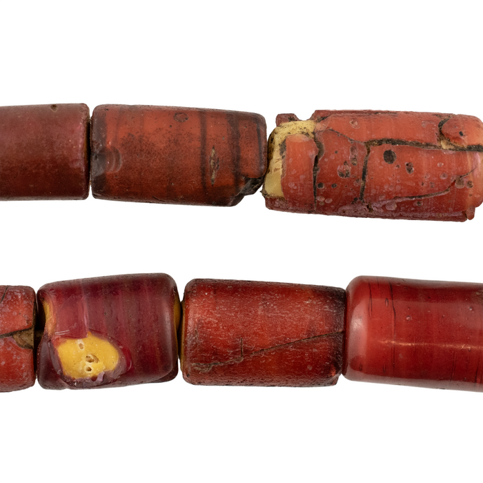 Antique Cornaline D'Aleppo White Heart Venetian Trade Beads #17229