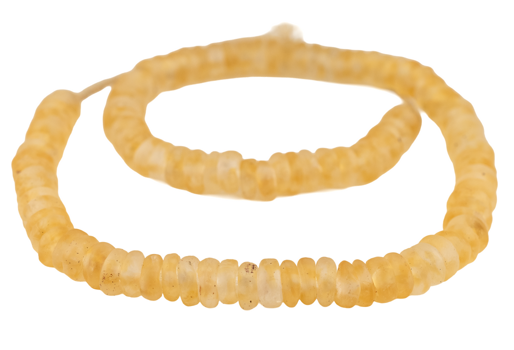 Beeswax Color Rondelle Recycled Glass Beads