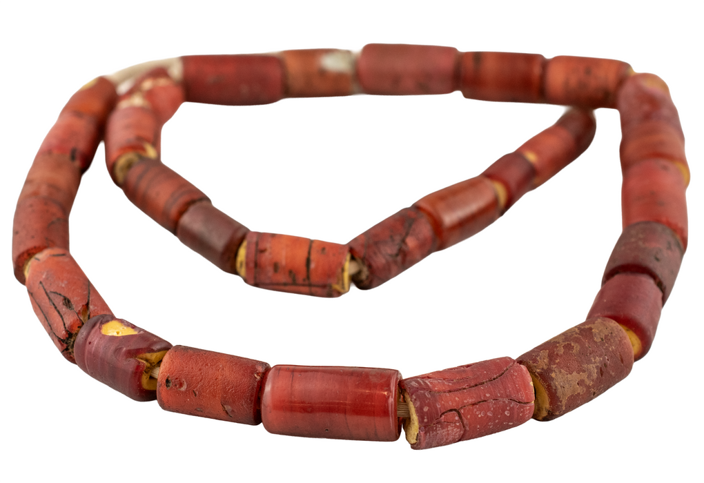 Antique Cornaline D'Aleppo White Heart Venetian Trade Beads #17229