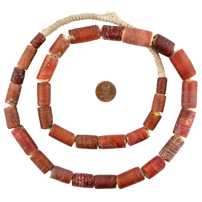 Antique Cornaline D'Aleppo White Heart Venetian Trade Beads #17230