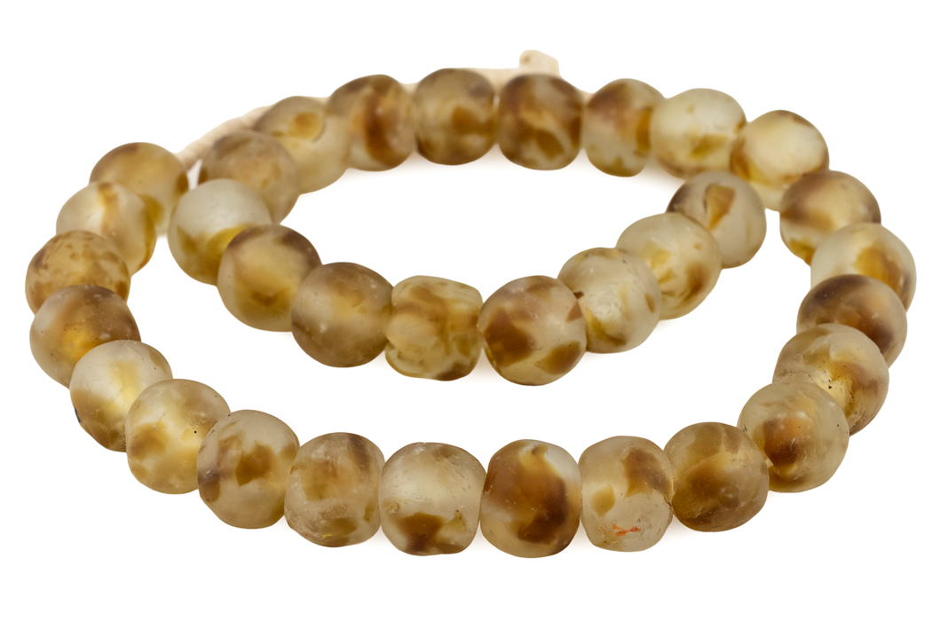 Brown Swirl Recycled Glass Beads (18mm)