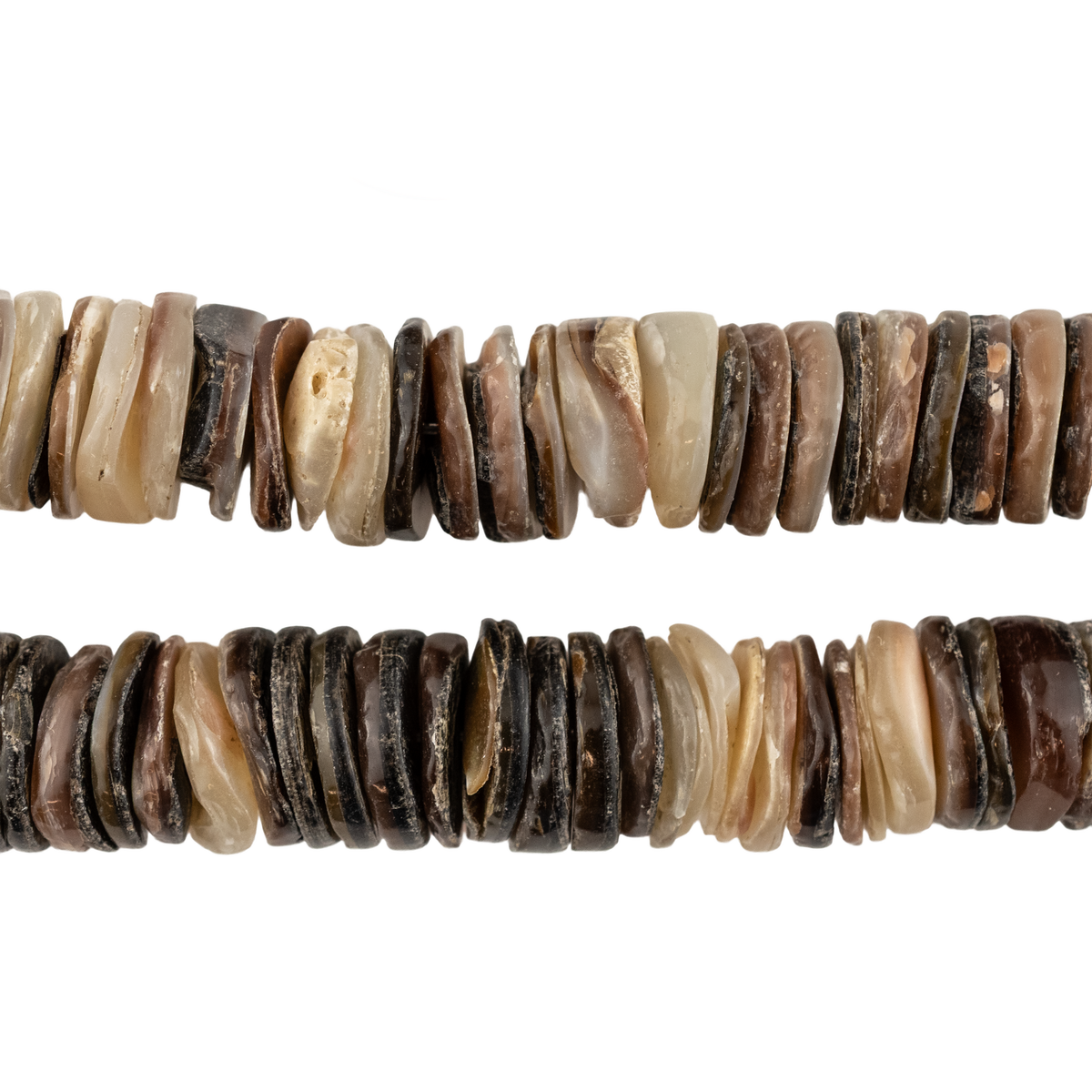 Mottled Brown Natural Shell Heishi Beads (12mm) — The Bead Chest