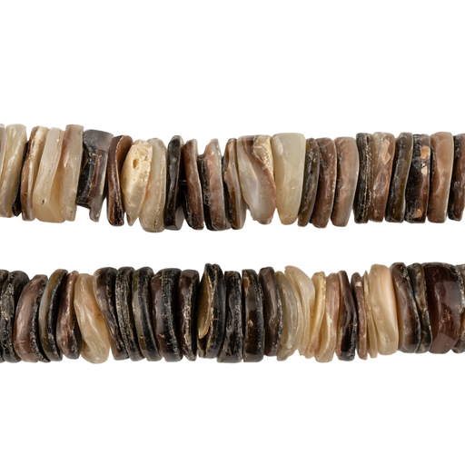 Mottled Brown Natural Shell Heishi Beads (12mm)