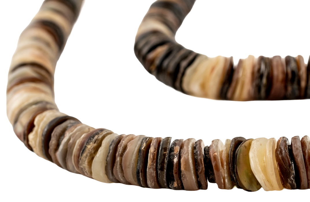 Mottled Brown Natural Shell Heishi Beads (12mm)
