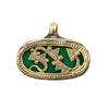 Brass Inlaid Emerald Green Dragon Pendant (8x28mm)