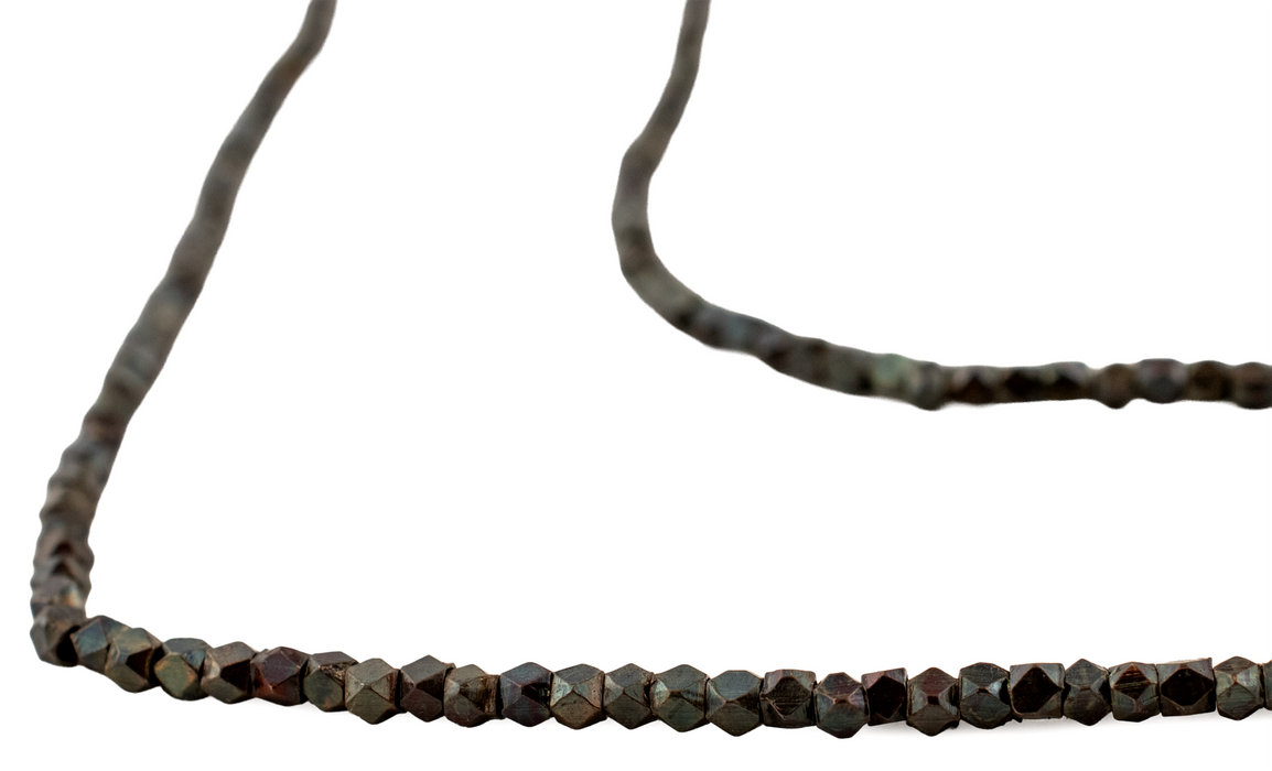 Tiny Diamond Cut Antiqued Copper Beads (2mm)