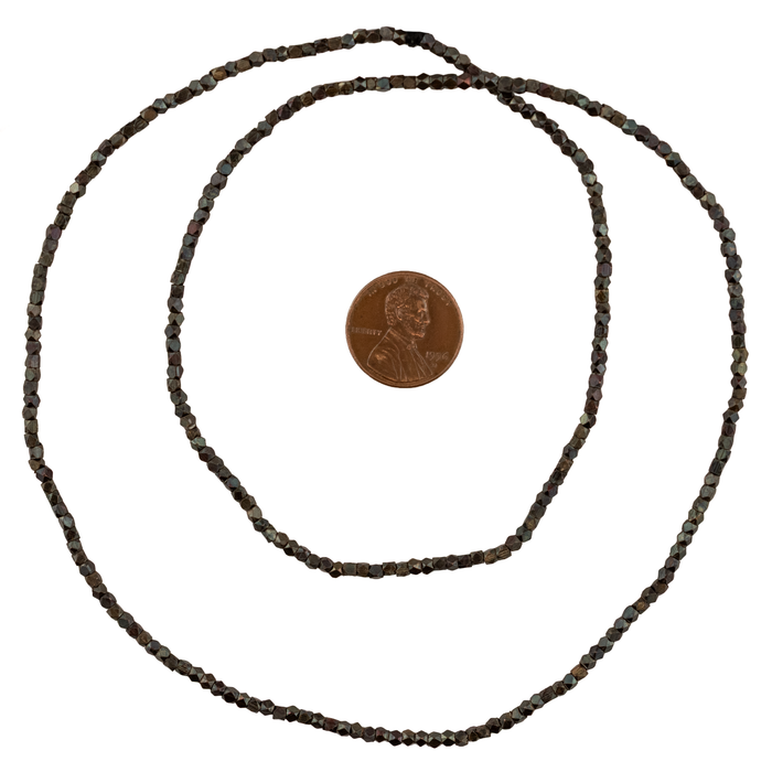 Tiny Diamond Cut Antiqued Copper Beads (2mm)