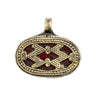 Brass Inlaid Coral Red Geometric Pendant (7x22mm)