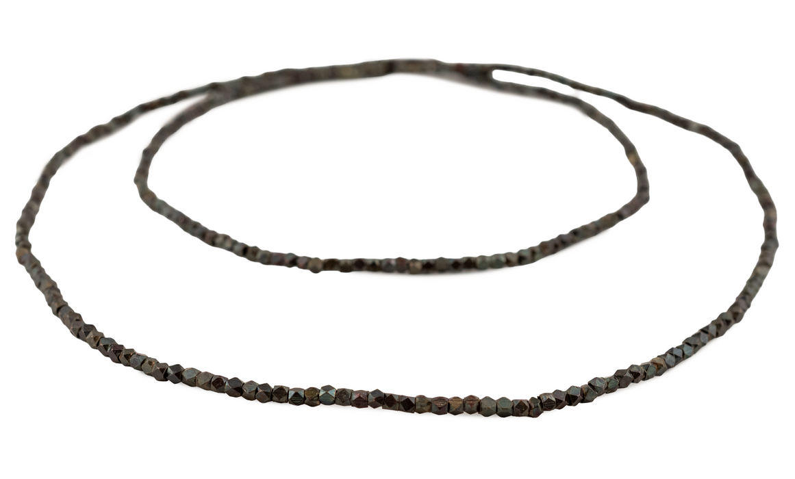 Tiny Diamond Cut Antiqued Copper Beads (2mm)