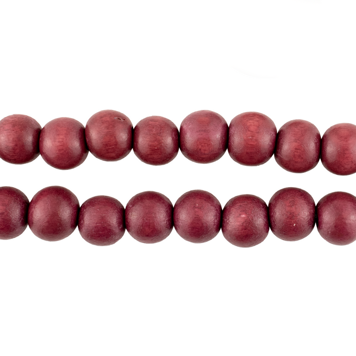 Raspberry Red Natural Wood Beads (8mm)