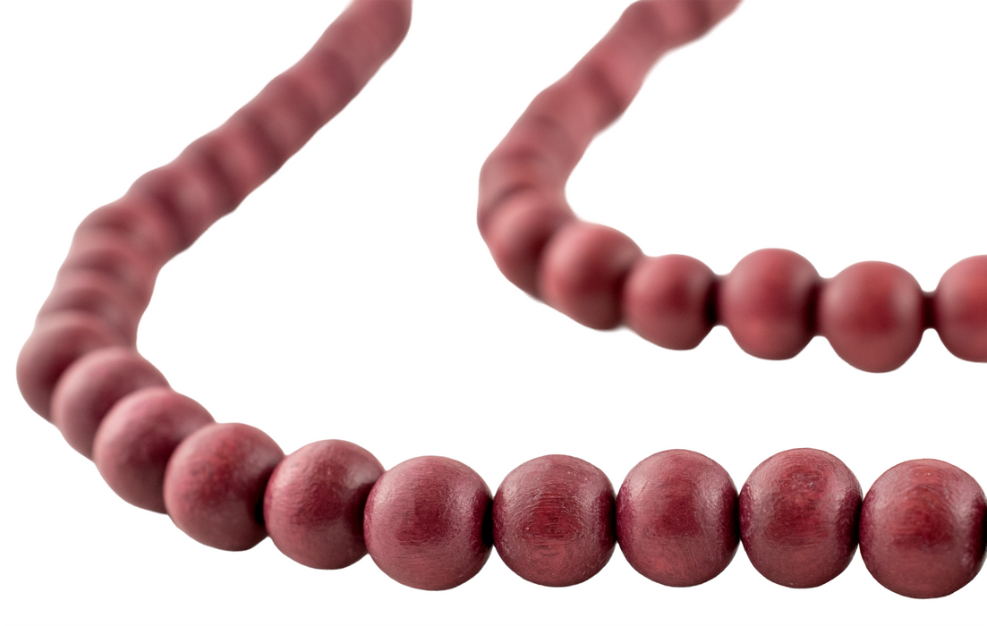 Raspberry Red Natural Wood Beads (8mm)