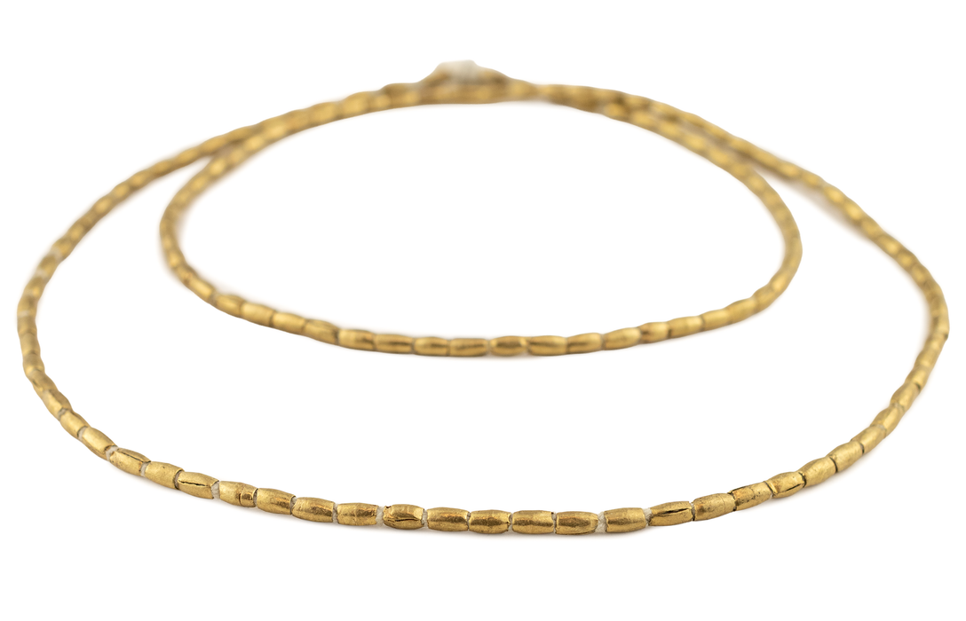 Folded  Brass Tube Ethiopian Beads (4x3mm)