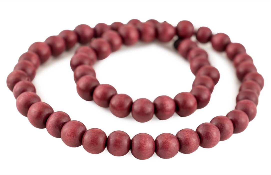 Raspberry Red Natural Wood Beads (8mm)