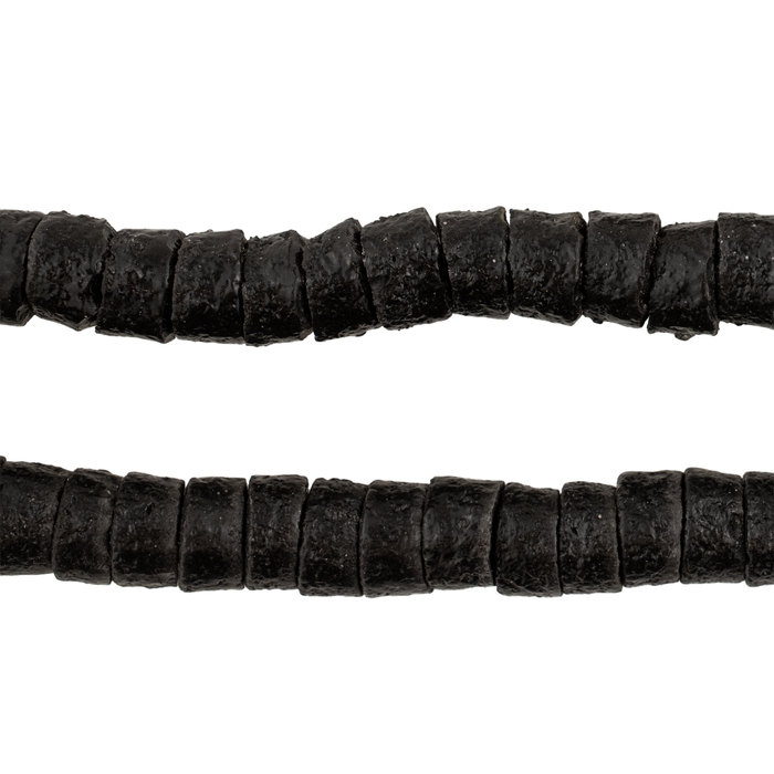Charcoal Black Sandcast Cylinder Beads