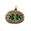 Brass Inlaid Emerald Green Tribal Pendant
