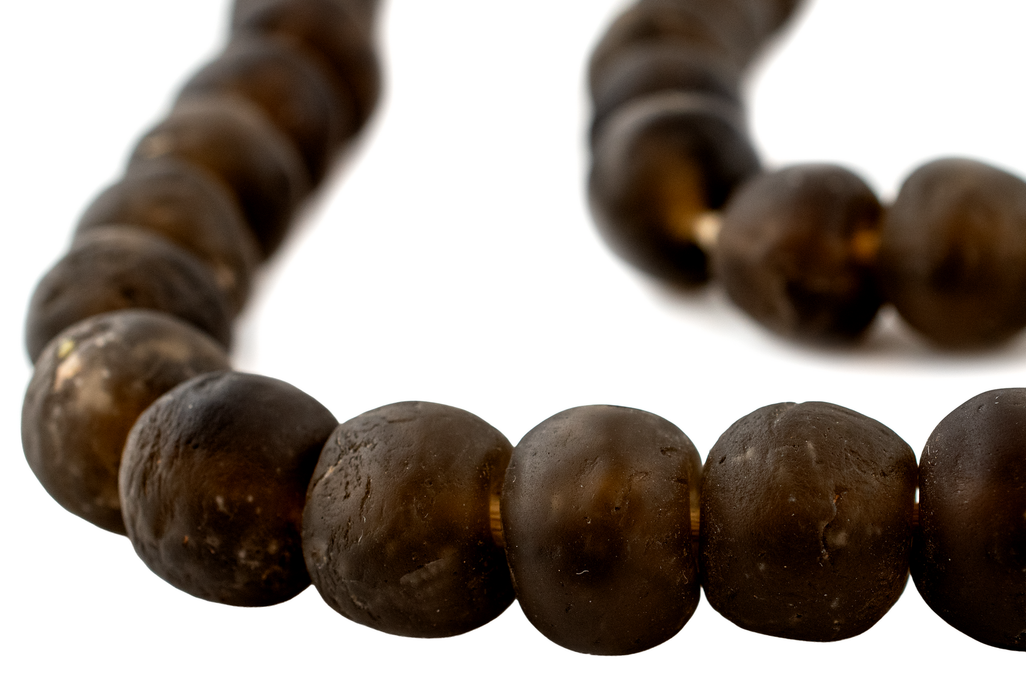 Mocha Brown Recycled Glass Beads (18mm)