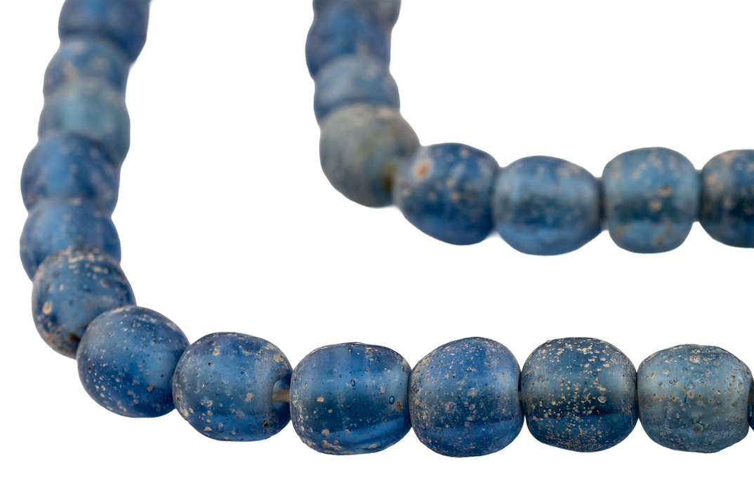 Faded Blue Ancient Style Java Glass Beads (9mm)
