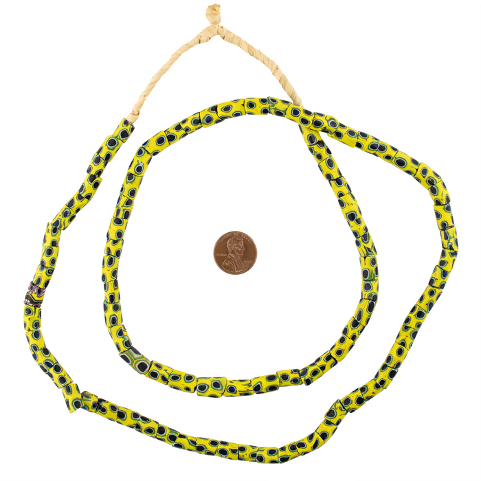 Antique Matching Venetian Millefiori Trade Beads (Yellow & Blue)