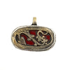 Brass Inlaid Coral Red Dragon Pendant (8x28mm)
