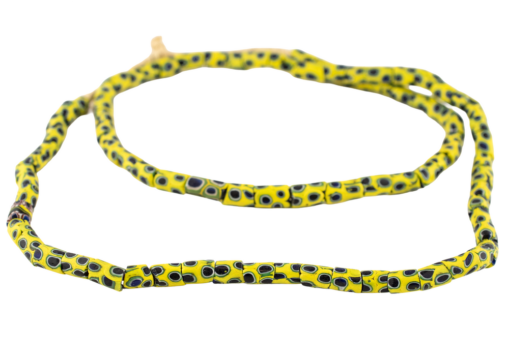 Antique Matching Venetian Millefiori Trade Beads (Yellow & Blue)