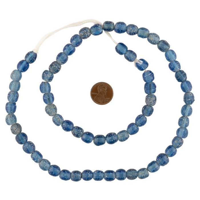 Faded Blue Ancient Style Java Glass Beads (9mm)