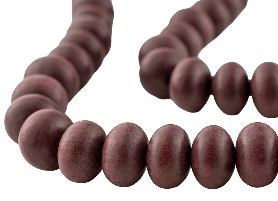 Grape Brown Abacus Natural Wood Beads (10x15mm)